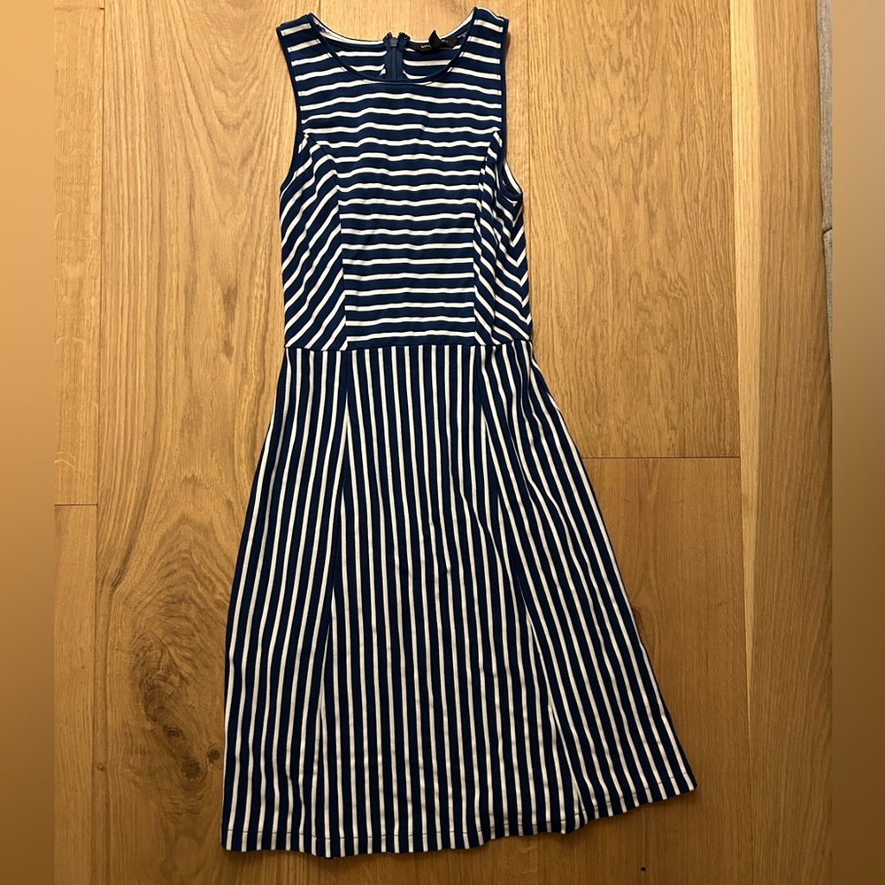Banana Republic Blue and White Fit and Flare Midi Dress